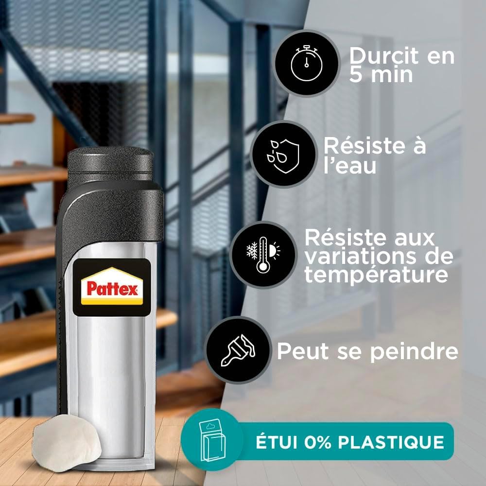 Pattex Pâte à réparer multi-usages 64 g – Pâte epoxy bi-composante pour collages sur matériaux