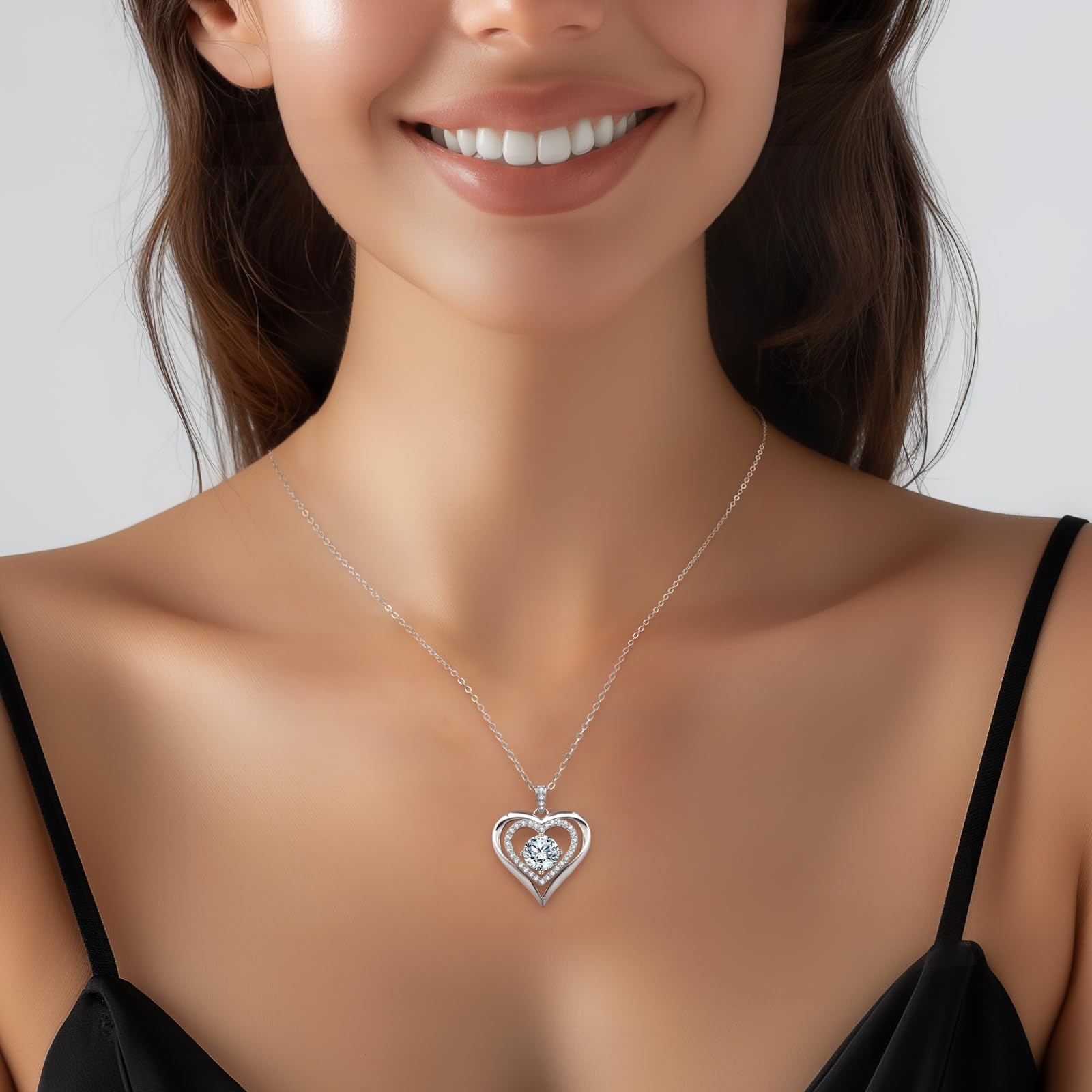 CDE Collier Femme Cadeau pour Elle Orné de Moissanite Argent 925 Bijoux