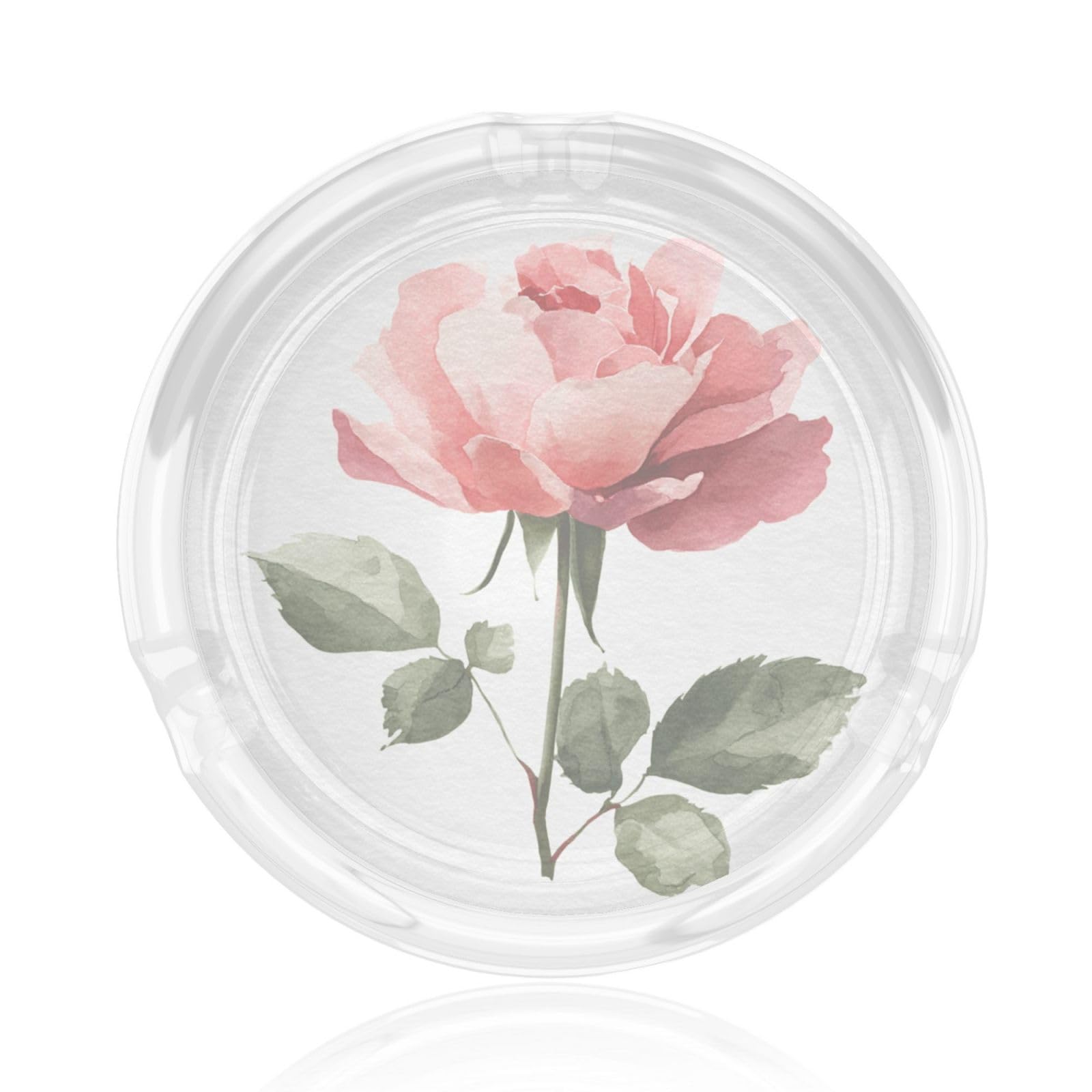 Rose Flower Watercolor Glass Ashtray For Cigarettes Ash Trays Case For Home Office Decor