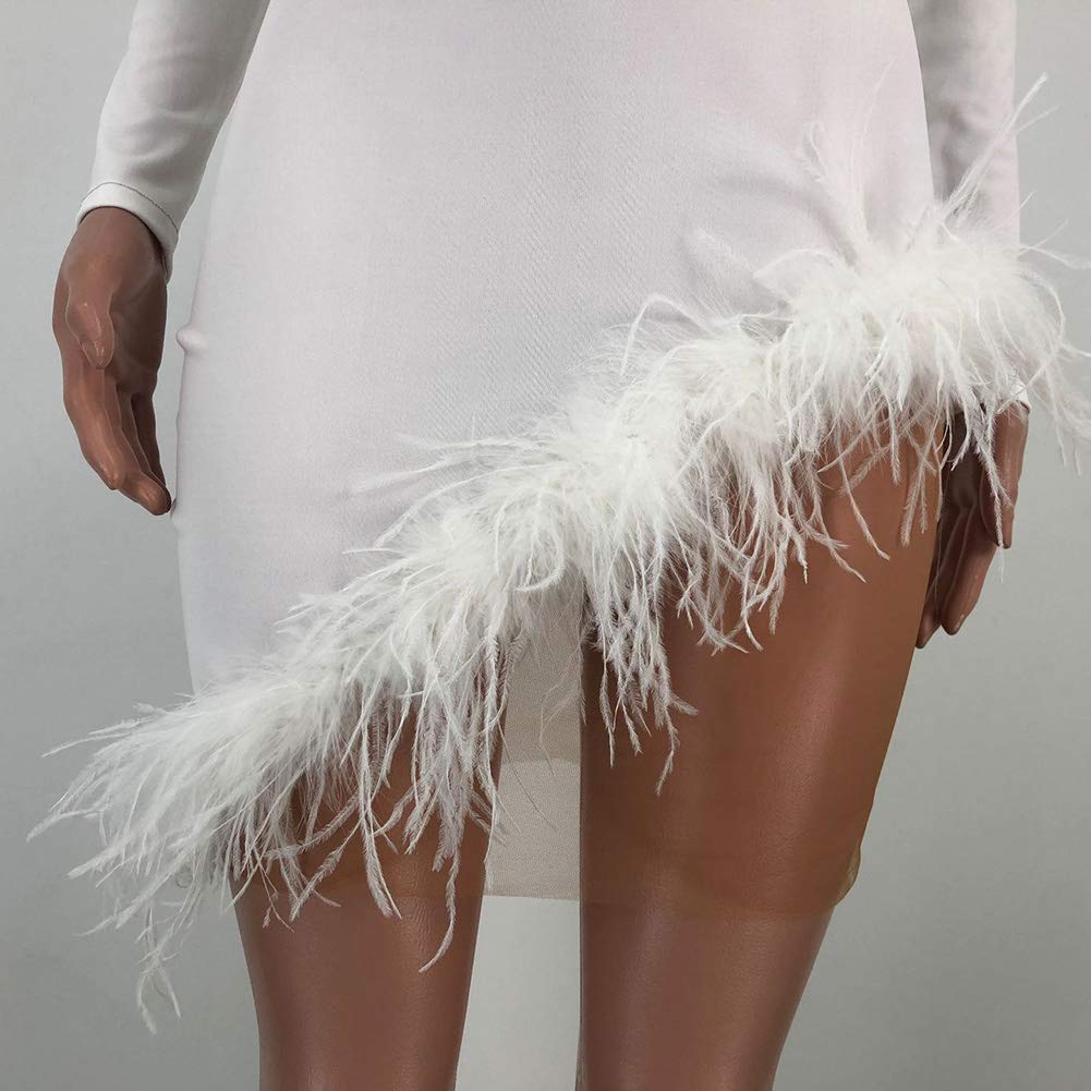 mesh patchwork feather design dress Women Feather Patchwork Pearl Mini Dress Glam Sheer Mesh Crystal Party Dresses, Apricot, Small : Amazon.ca: Clothing, Shoes & Accessories
