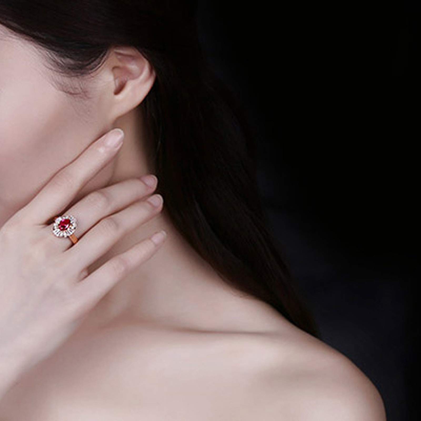 Beydodo Pierścionek zaręczynowy 18-karatowy diamentowy kwiat z rubin 0,99/1,2 ct, damski pierścionek z różowego złota e różowe złoto, 62 cm (19,7 cala), colore: 1.2ct, cod. TLLWGZ3461