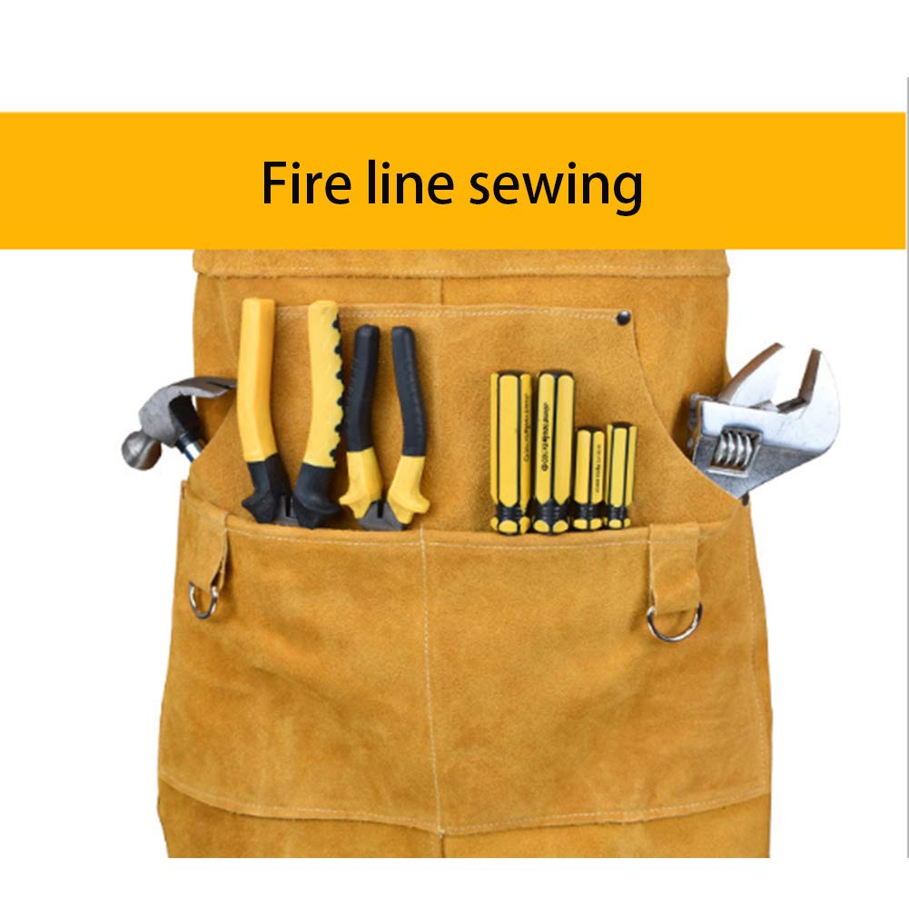 Grembiule per utensili, grembiule da lavoro per saldatura in pelle per lavori pesanti, unisex per meccanico (giallo)