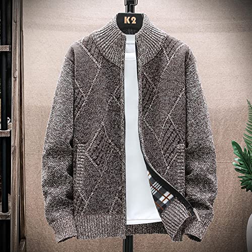 Muscularfit Mens Sweaters Zip Up Big and Tall Long Sleeve Shawl Collar Cable Knit Cardigan Sweater Fashion Coat With Pockets2