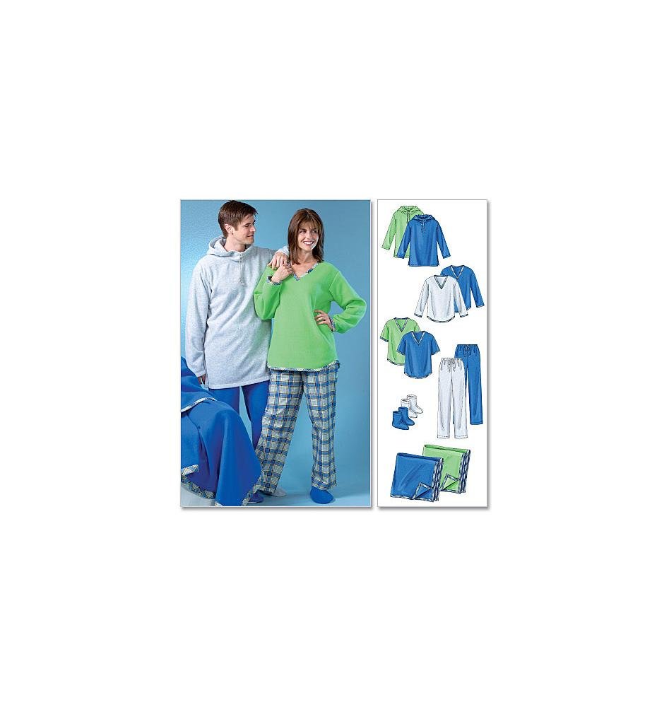McCall's Patterns M4675 Misses'/Men's/Teen Boys' Tops, Pants, Socks and Blanket, Size Z (LRG-XLG)