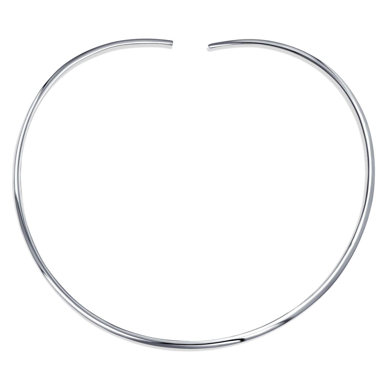 Bling Jewelry Classico Semplice Piatto Cursore Contornato Collare Curvo Collana Girocollo Per Le Donne Lucidato.925 Argento Sterling Aggiungere Ciondolo 2Mm