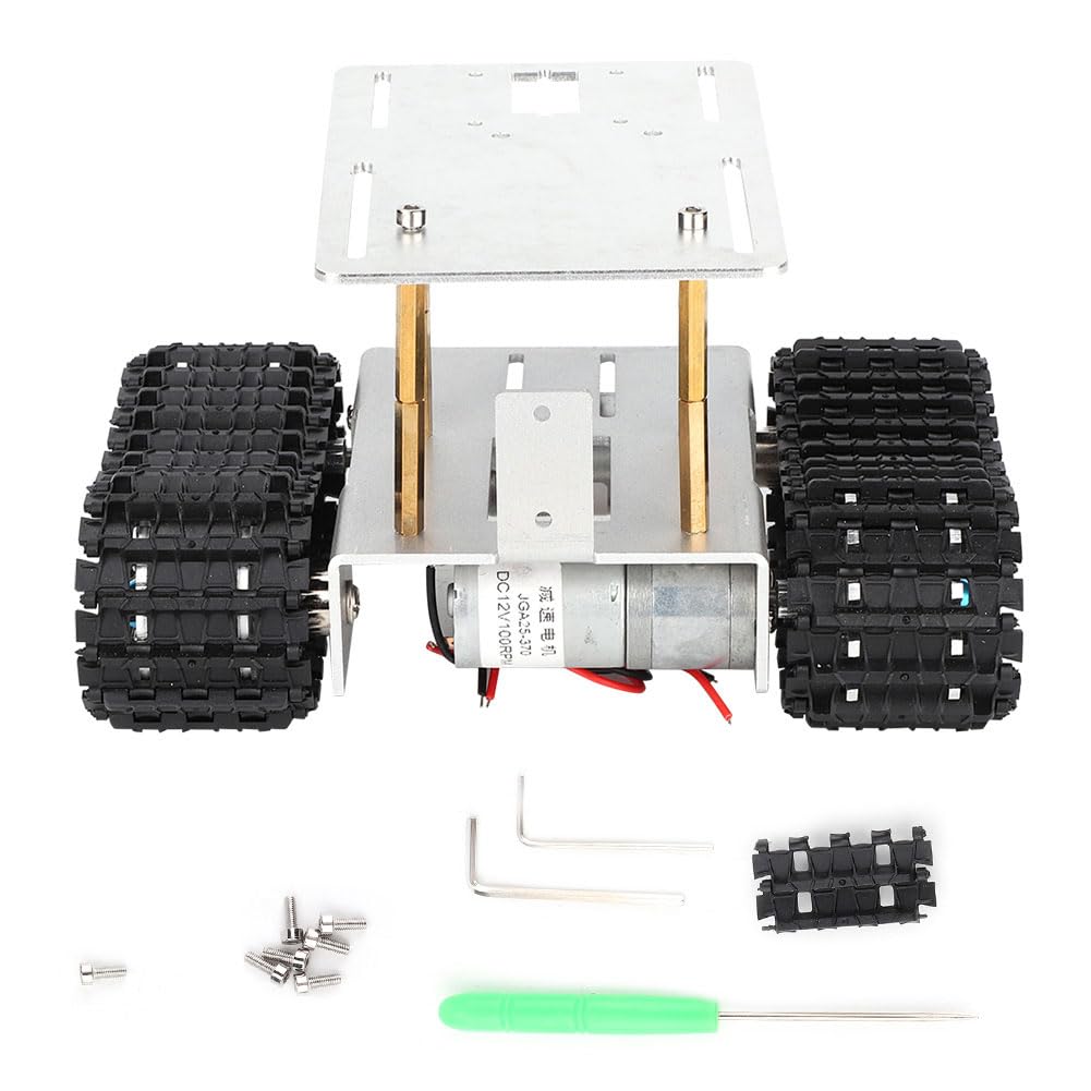 Chasis de tanque MEEVINWH, cuerpo de plástico de alta calidad, para robot de juguete, estructura duradera, diseño ligero, accionamiento de doble motor (versión ensamblada)