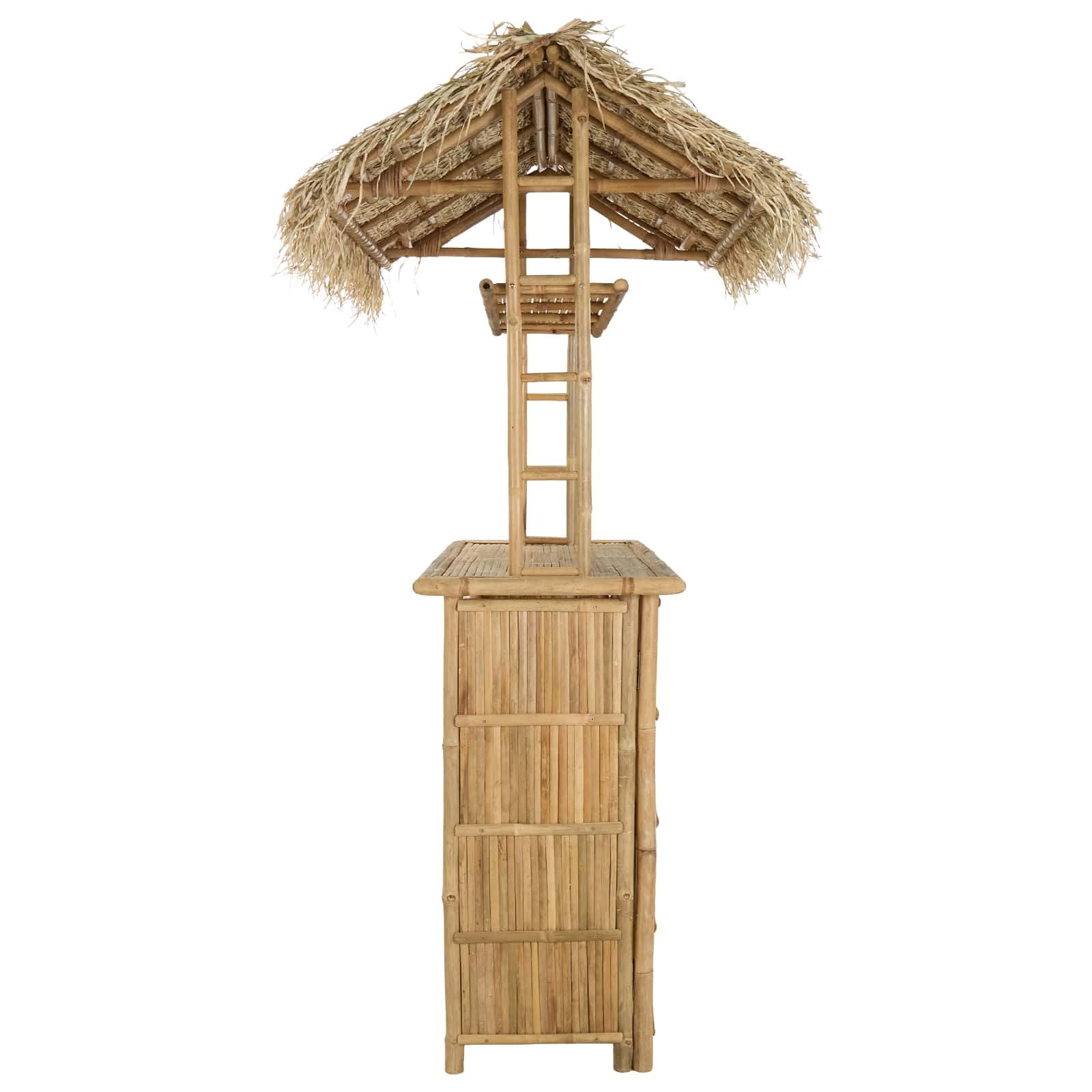 vidaXL Table de bar extérieure Naturel 115 x 95 x 215 cm Bambou, Table de bar tendance, résistante, pour l'extérieur, parfaite pour soirées d’été, jardin, déco écolo et minimaliste