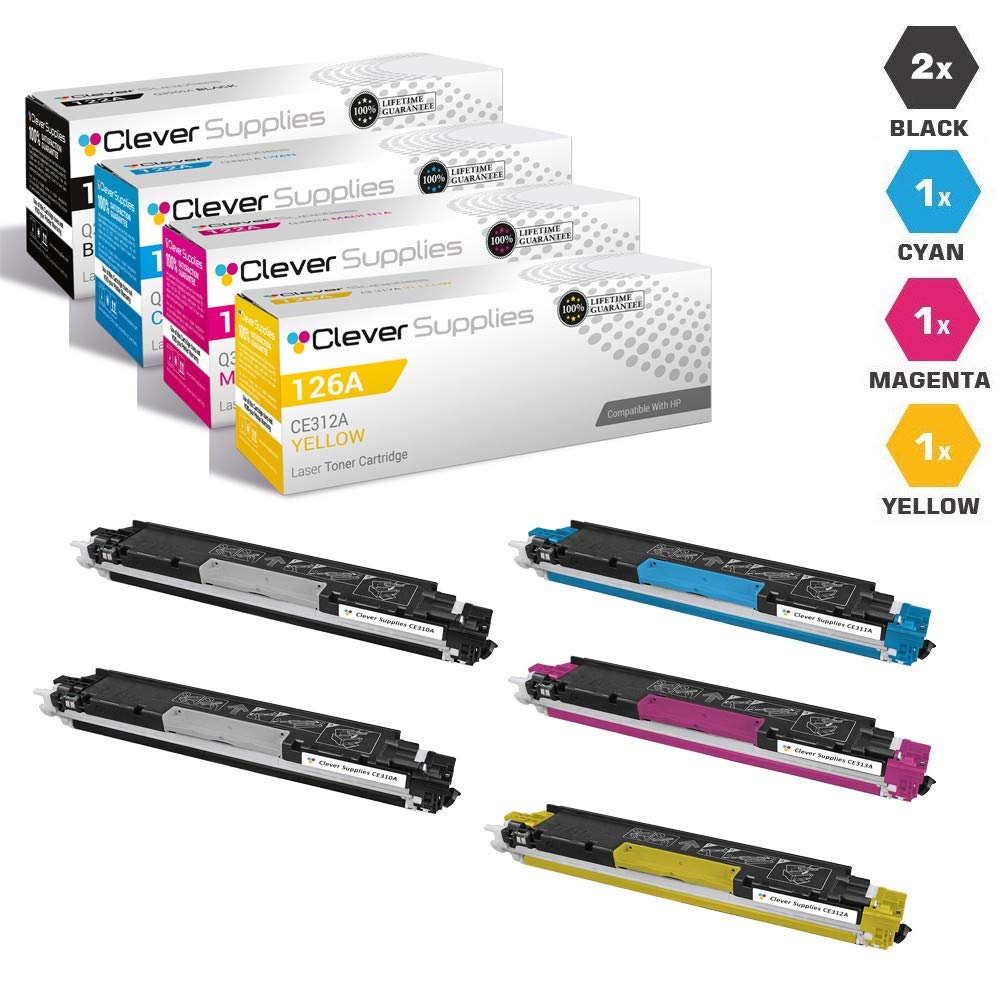 CS Compatible Toner Cartridge Replacement for HP 126ACE310A Black CE311A Cyan CE312A Yellow CE313A Magenta Color Laserjet CP1020 CP1025NW PRO 100 PRO M175 PRO 100 Color MFP M175A M175NW 5 Color Set