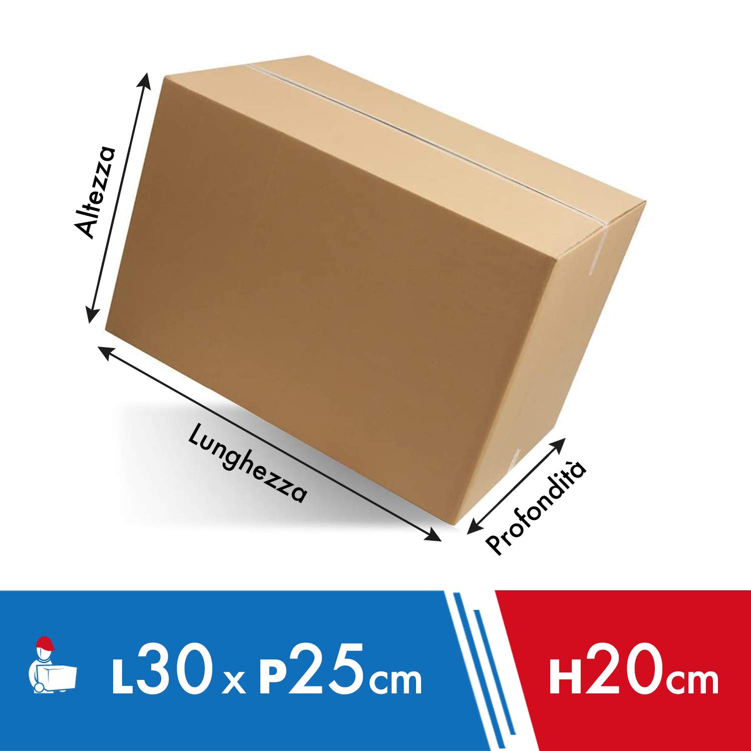 IMBALLAGGI 2000-50 Scatole Di Cartone Onda Singola 30x25x20 - Cartone Per Imballaggi Trasloco Spedizione - 50 Pezzi