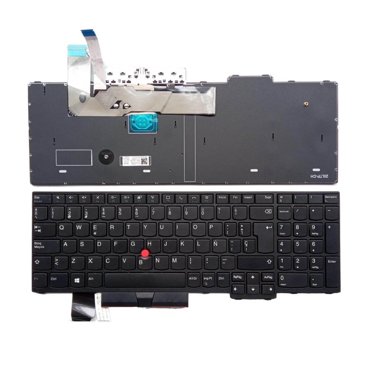 Teclado retroiluminado para portátil Lenovo Thinkpad P15, P15V, P17, T15P, L15 Gen1, 5N21D93876, 5N21D93720, Ruso, español, árabe y brasileño(SP NoBacklit Point)
