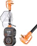 GEARGO New-Gen RV Protecteurs de surpression 30 Amplificateur avec LED Affichage, 12,000 Protection haute/faible tension des joules RV Analyseur de circuits, IP68 imperméable RV Plug adaptateur pour les campeurs