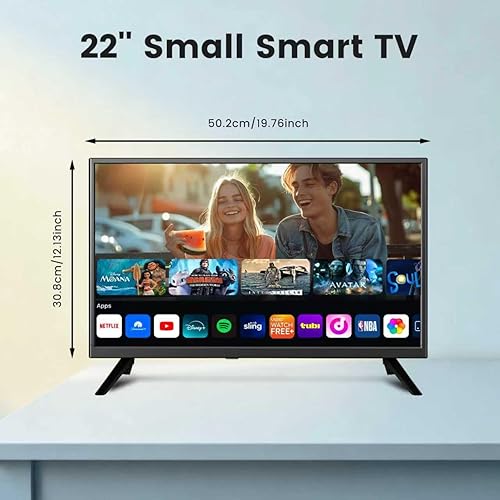 Miniatura 6 de TV inteligente de 22 pulgadas, pantalla plana LED Full HD 1080p con TV ATSC, con HDMI USB integrado adecuado para cocina, habitación de niños,