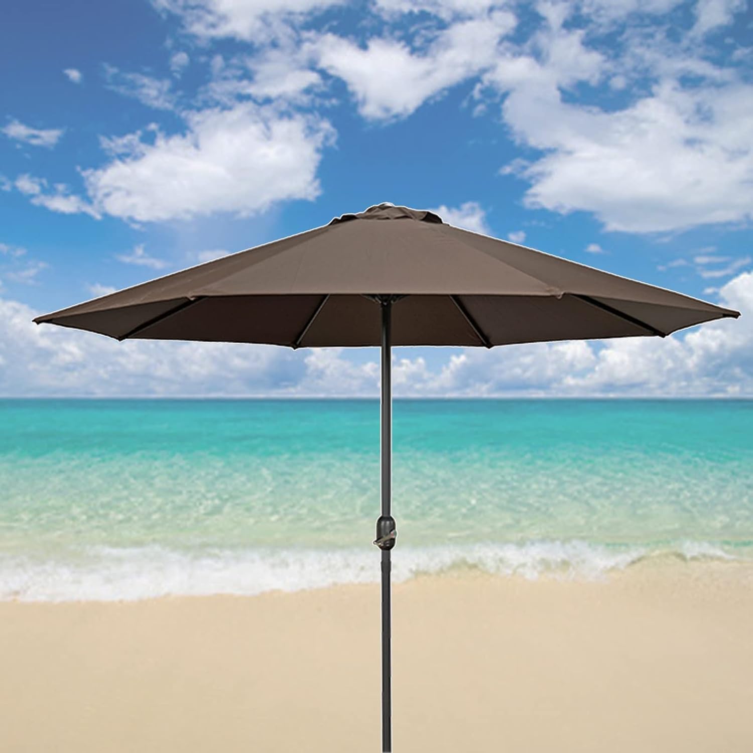 Patio Umbrella Outdoor Sunshade Shelter, Patio Umbrella, Sturdy, Round, Without Base, 270cm, Khaki, Brown, Red, Green, Beige, for Outdoor Cafes, Restaurants, Gardens, Courtyards, Outdoor Umbrella Can