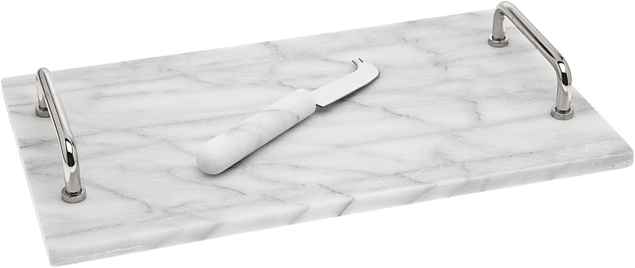 Godinger La Cucina Marble Cheese Board with Knife, 14.00L x 8.00W x 1.85H, Off-white Godinger La Cucina Marble Cheese Board with Knife, 14.00L x 8.00W x 1.85H, Off-white