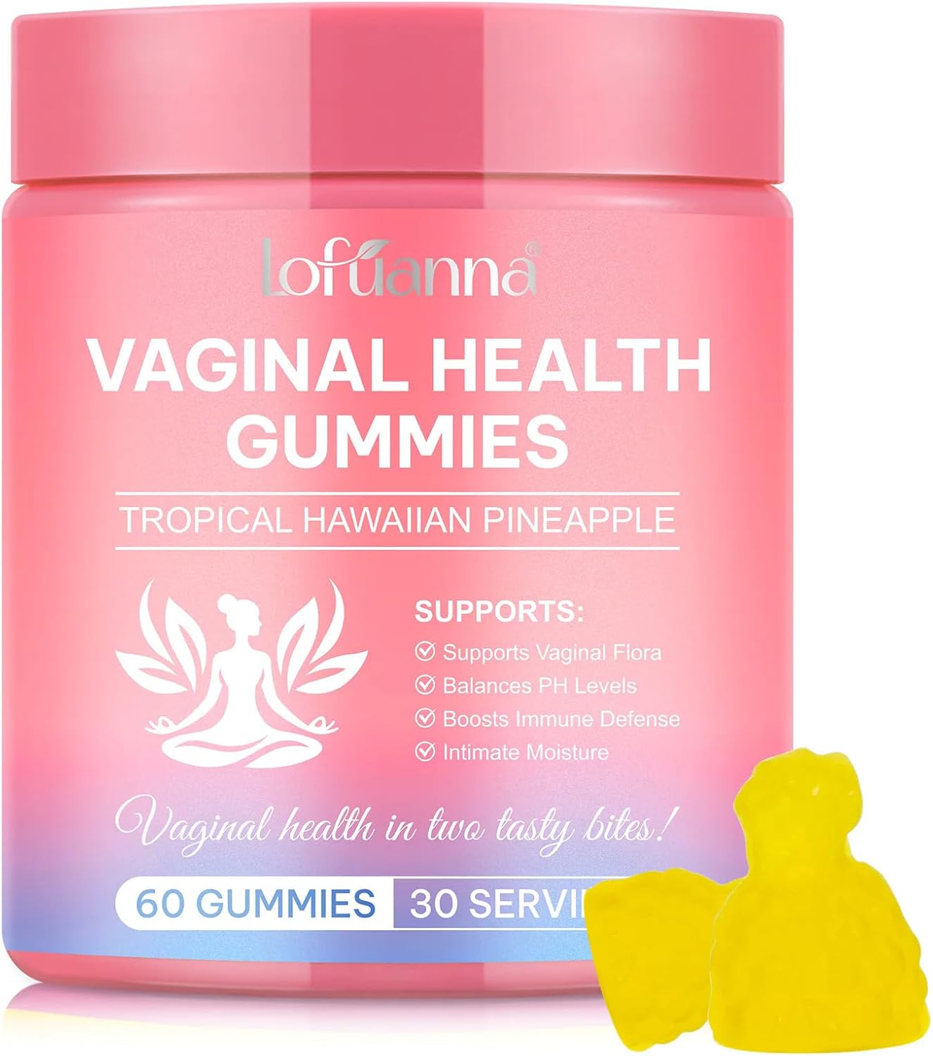 Vaginal probiotics Pineapple Gummies for Women ph–Slippery elm Feminine Balance Gummies,ph Balance probiotics for Women Feminine Care