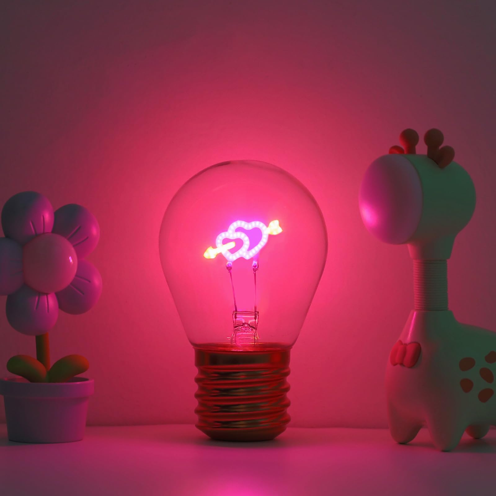 ENUOLI Edison Light Bulb with Heart Motif,Creative LED Rechargeable Lights Bulb for Bedroom Funny Decoration,Wireless Lights Fiction,Fashion Atmosphere Lamps,Rechargeable Lamp Bulbs (Cupid's Arrow) - Image 2
