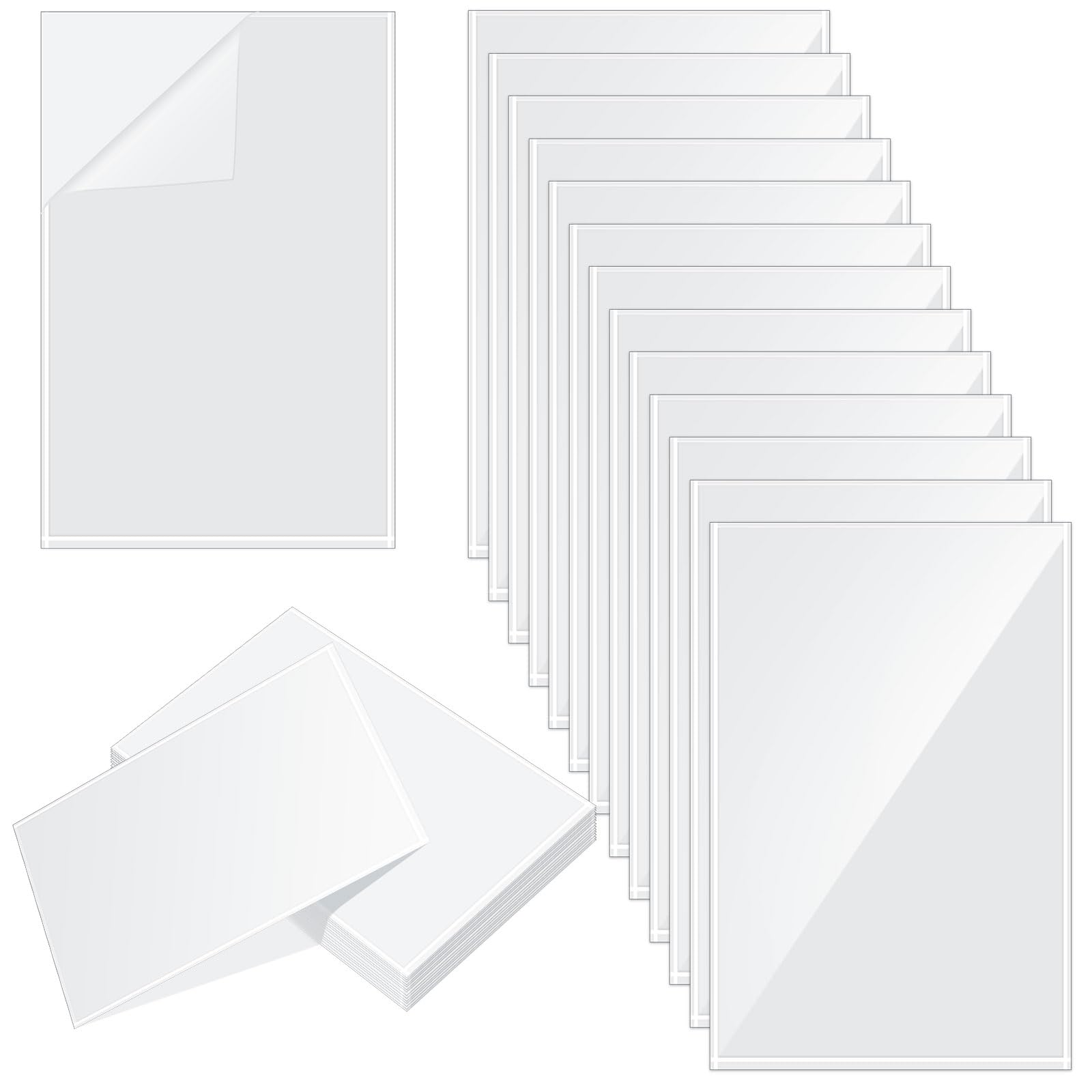 Gueevin 100 Pcs 11 X 17 Inch Adhesive Sheet Protectors Clear Plastic