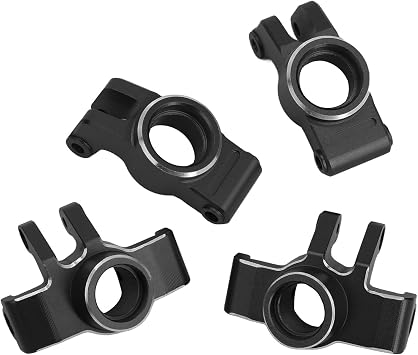 Aluminum Front Steering Block Knuckles & C-Hubs Caster Blocks & Rear Hubs Hops Up Upgrade Parts for Arrma 1/18 Granite Grom 1/14 Typhon Grom Mega 380 (Black)
