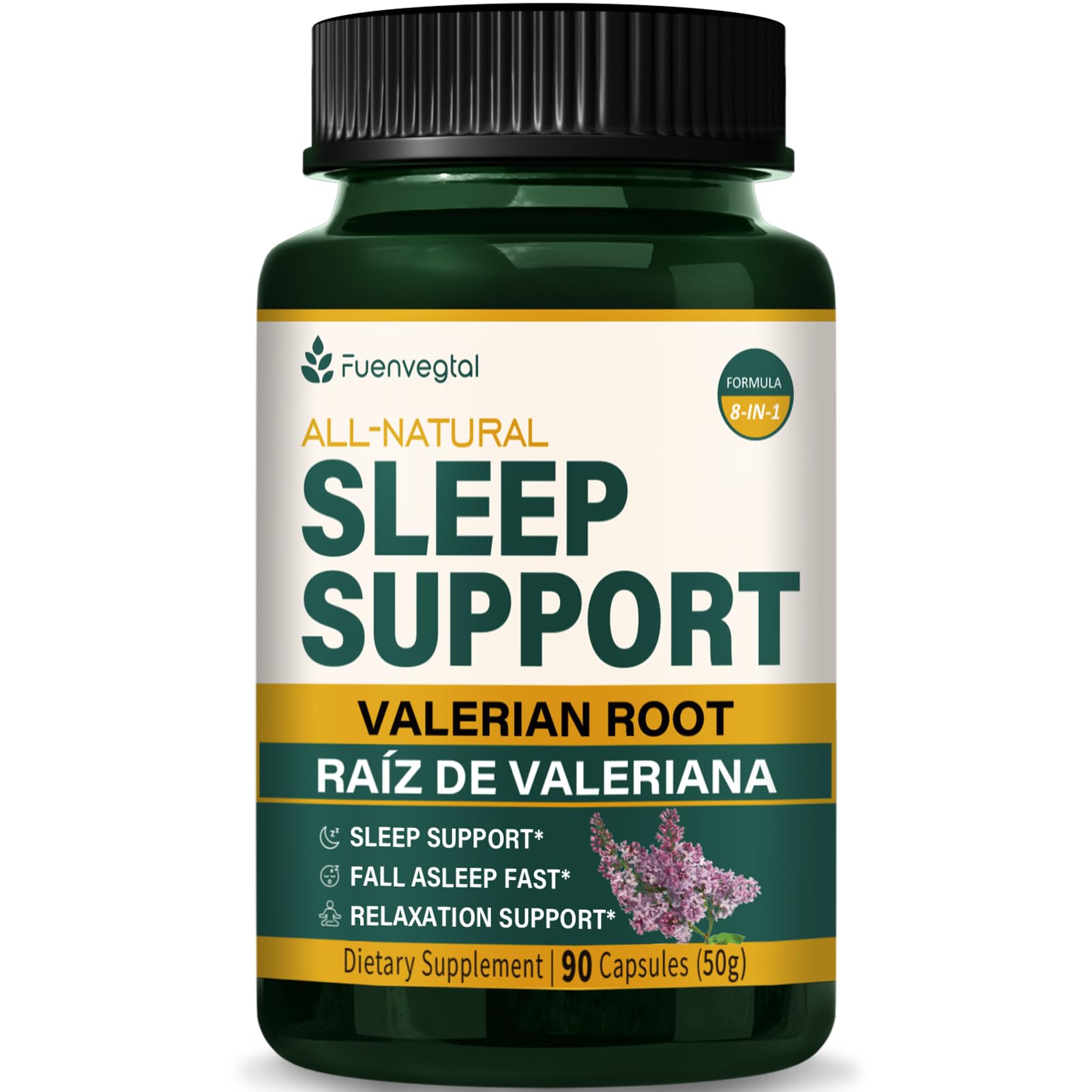 Valerian Root Extract Sleep Support Capsules, Passion Flower Supplement for Better Sleep, Fall Asleep Fast & Relaxation. Pastillas de Valeriana y Pasiflora para Dormir Profundamente. 90 Count 90 Count (Pack of 1)