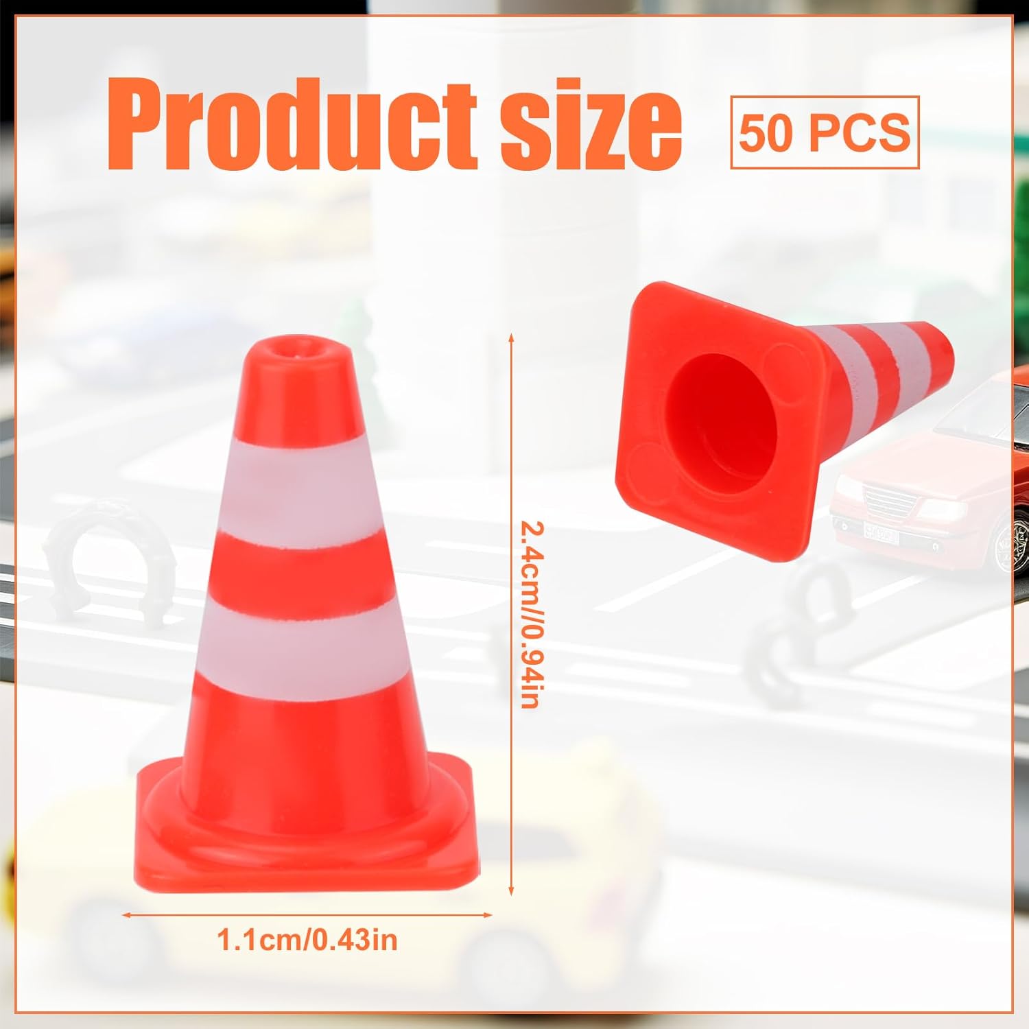 50pcs Mini Traffic Cones, Plastic Miniature Road Safety Cones Training Small Construction Barricades Mini Road Signs Toy Miniature Traffic Signs for Micro Landscape Sand Table