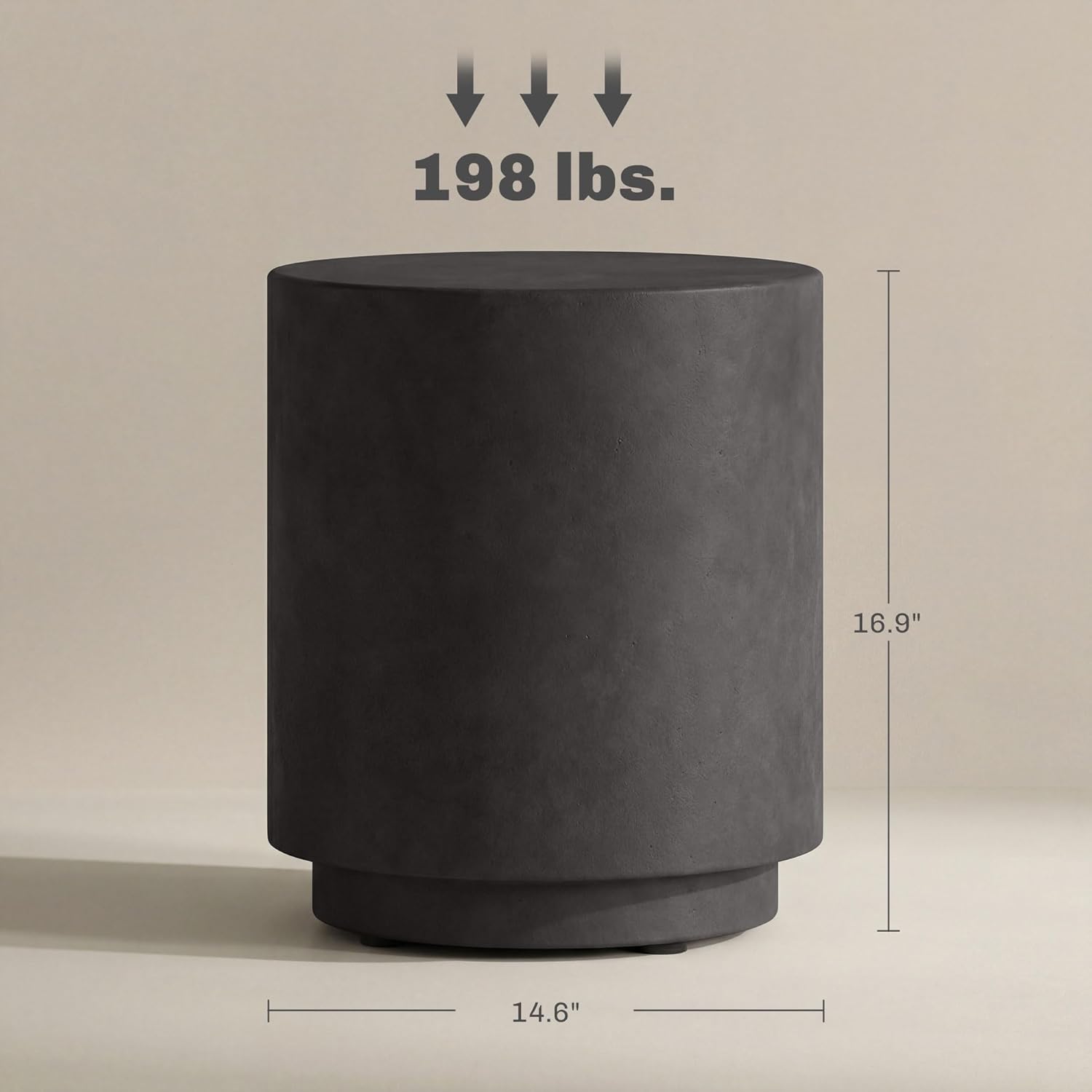 HOMCOM Round Side Table, Lightweight Accent Table with Concrete Finish, End Table with 4 Adjustable Feet for Indoor, Outdoor, Dark Gray