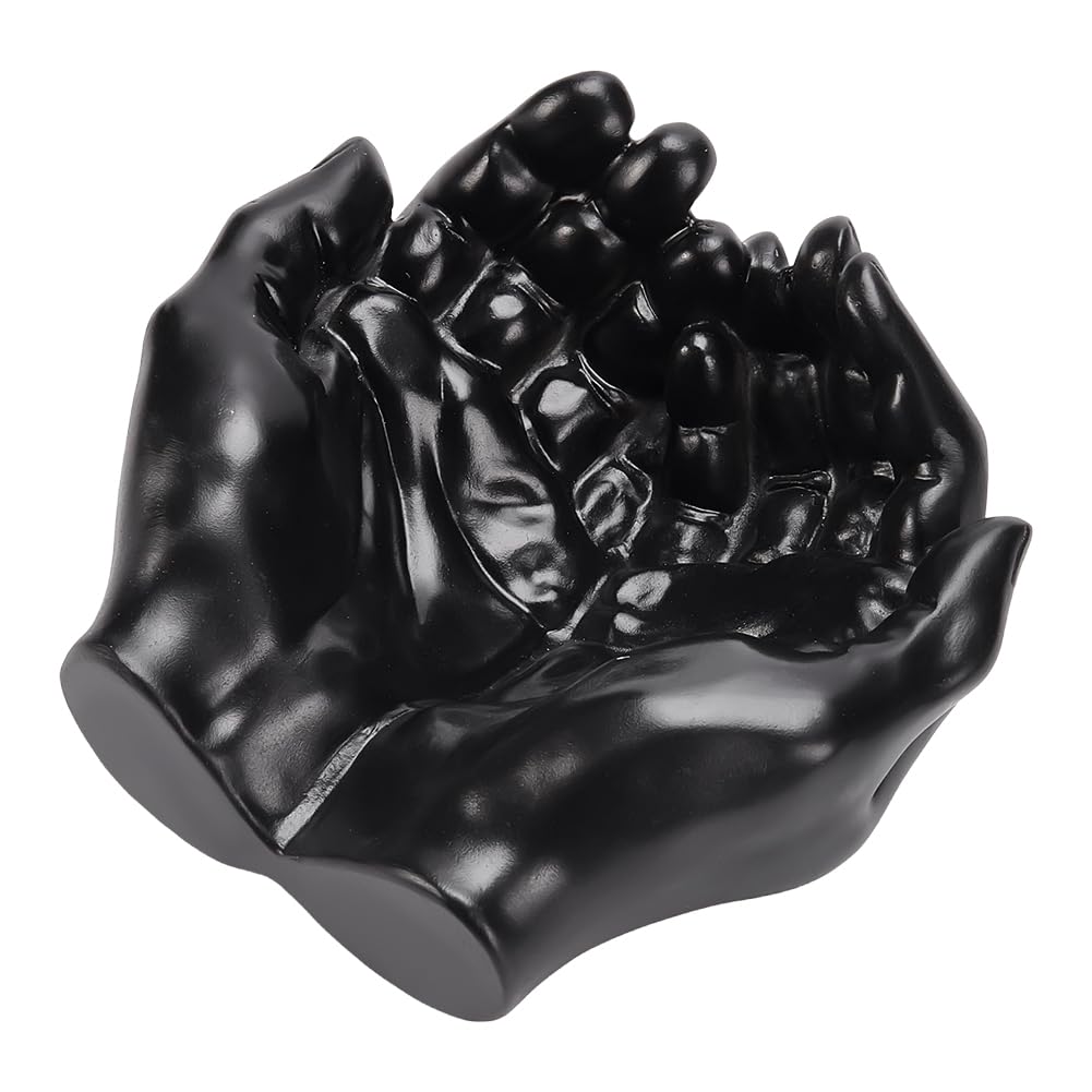UNICRAFTALE Black Hand Key Holder Bowl Resin Entryway Keys Tray Decorative Bowl Key Holder Hand Statue Decor for Desk Living Room Bedroom Organizer Decor 13.5x14.5x6.9cm