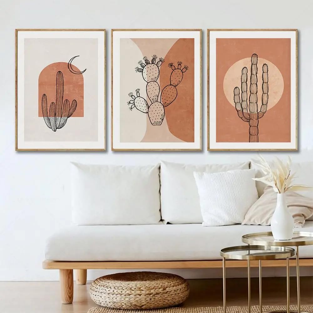 WBYZAC Art Prints-Abstract Desert Cactus Landscape Wall Art Canvas Painting Nordic Posters And Print Wall Pictures For Living Room Kitchen Home Decor-50 * 60cm*3PCS (No Frame)