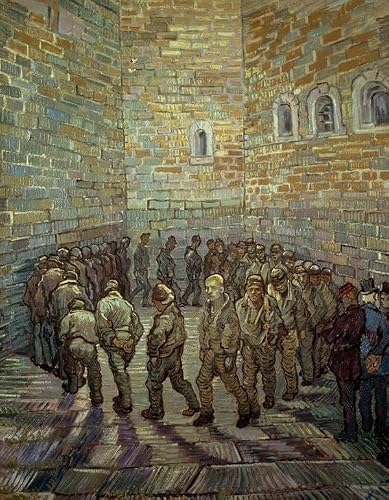 Serendipitp No Frame Vintage Picture Print On Canvas Poster Art Prints Round Of The Prisoners By Vincent Van Gogh Artwork Print Poster For Wall Decor 60X90cm