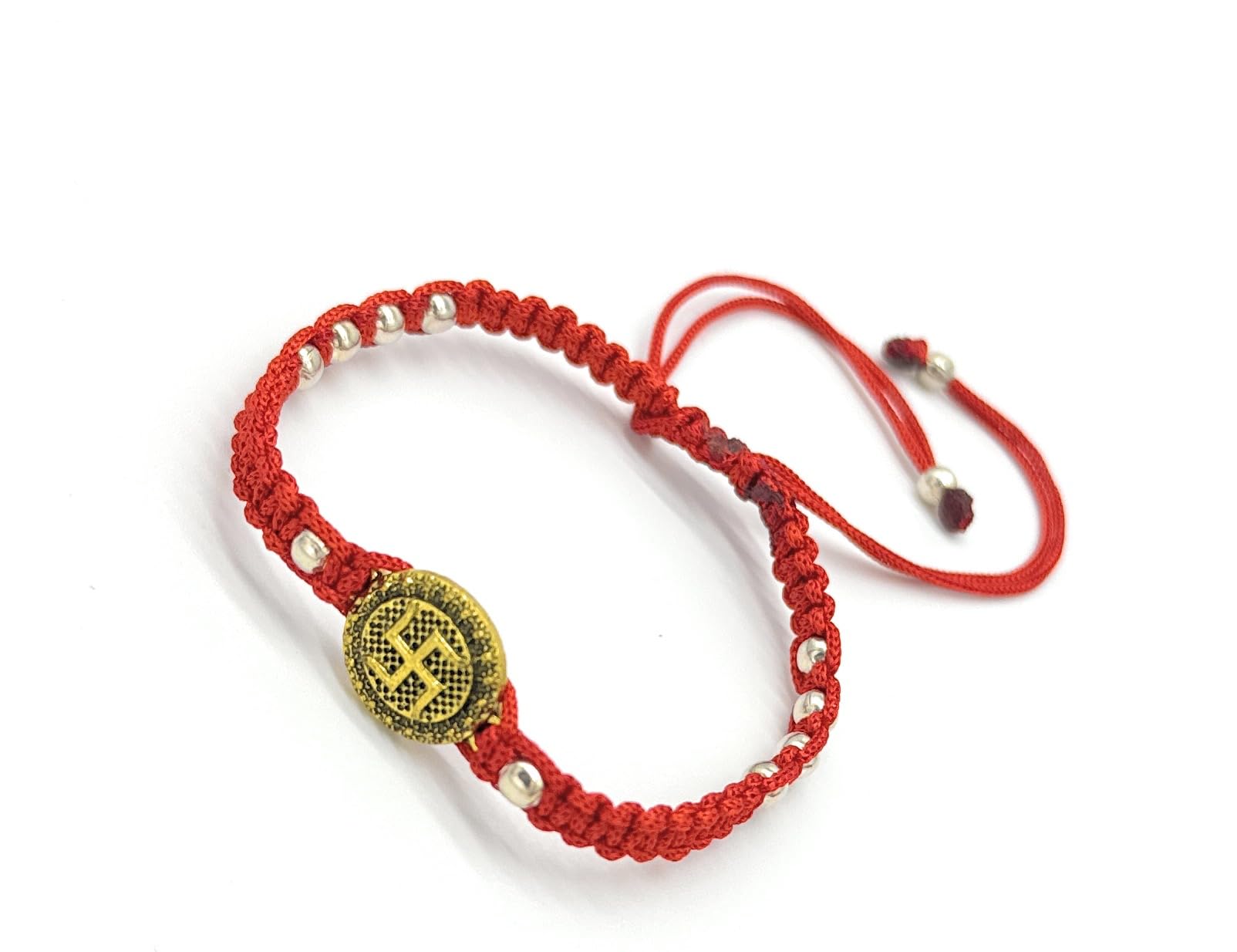 Jyokrish Handmade Adjustable Red Silk Dori Gold Plated Swastik Bracelet |For |Men Women |Girls |Boys| Nazariya |Pack of 1 |Lucky Protection |Hand Band (B0CK53M46N) Amazon Price History, Amazon Price Tracker