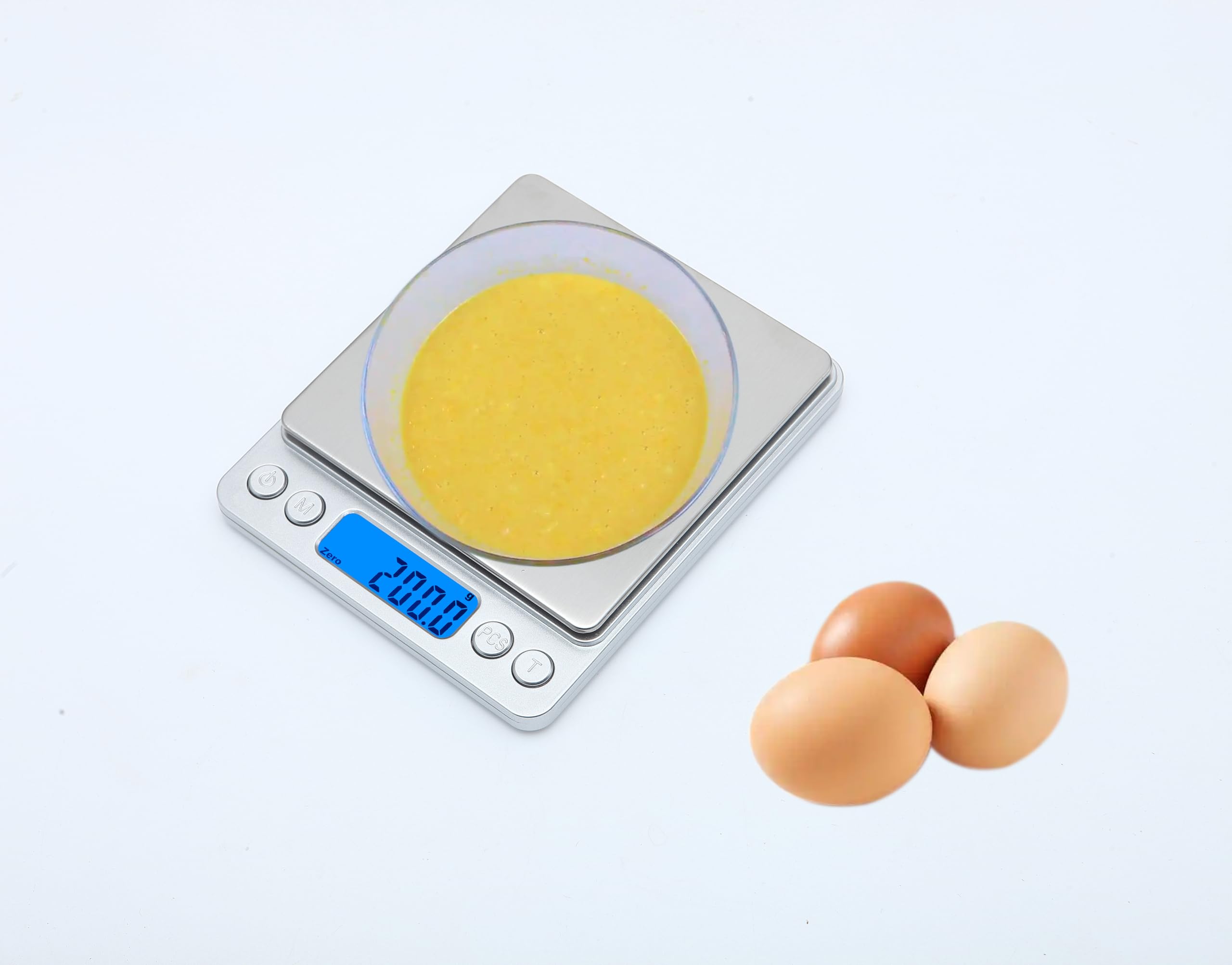 Báscula digital de cocina con pantalla LCD retroiluminada y plataforma de acero inoxidable, básculas de cocina con función de tara, precisión de 0.00 oz, color plateado 4