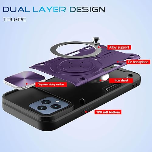 Miniatura 2 de JHWVVTF Funda para teléfono Revvl 6 5GRevvl 6X 5G, soporte de anillo de metal para mujeres y hombres, protector de lente de cámara, protección