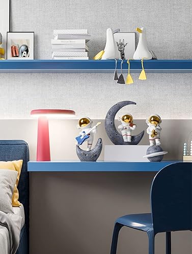 Miniatura 8 de Paimuni Estatuilla de astronauta de resina de astronauta, estatua de hombre espacial, escultura de oro blanco para estantería, oficina, escritorio,