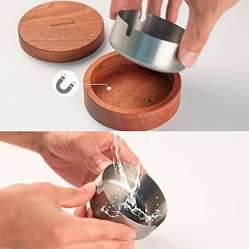 Amazon.co.jp: 灰皿 ふた付き おしゃれ 木製×ステンレス の機能