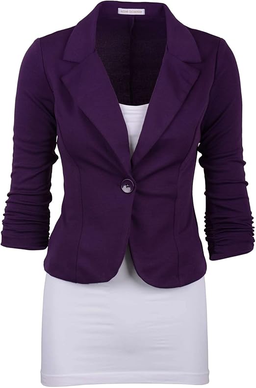 Auline Collection Women's Casual Work Solid Color Knit Blazer