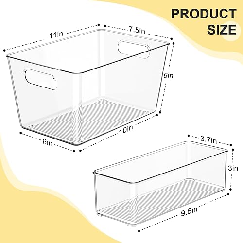 Miniatura 2 de Juego de 8 cubos de almacenamiento de plástico transparente, 6 organizadores grandes + 2 pequeños organizadores de despensa y contenedores de