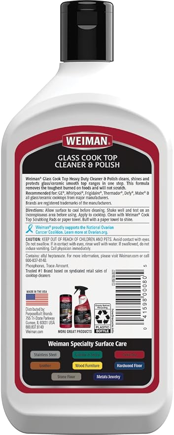 Limpiador y abrillantador para cocina de vidrio y cerámica Weiman 20 oz miniatura 3