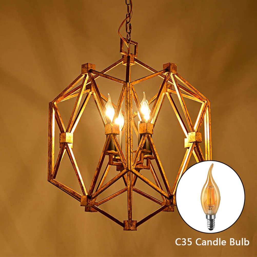 MENTA Bombillas Vela E14 (Casquillo Fino) Forma de flame, Blanco Cálido 2700K, 6W Equivalente a 60W, 600 Lúmenes, Bombilla de vidrio ámbar, Bombilla Retro Vintage, No regulable, Pack de 12 Unidades
