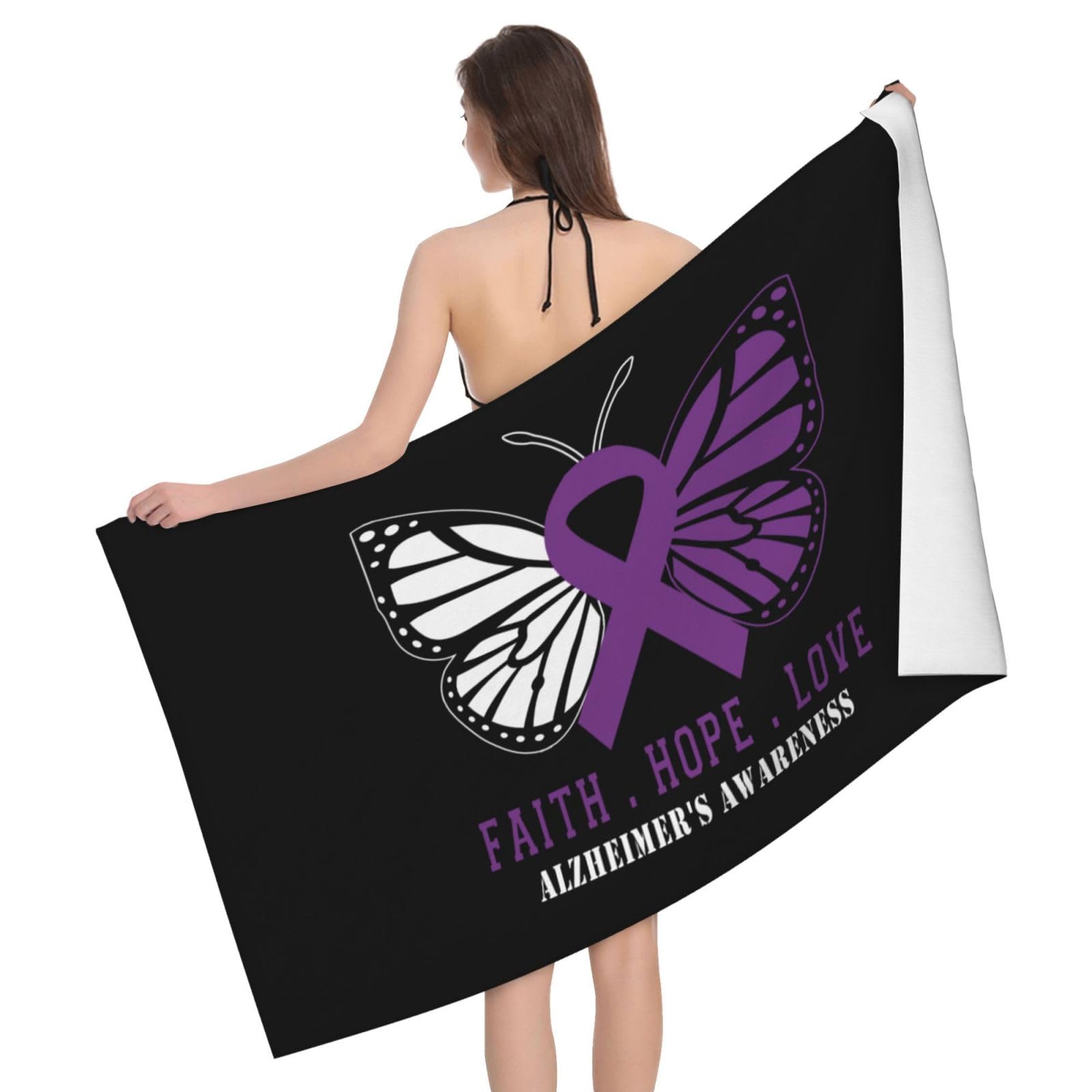 HLBSDM Microfiber Butterfly Alzheimer'S Awareness Beach Towel Quick Dry Soft Sand Free Beach Towels for Pool Swim Beach Lightweight Thin Towels