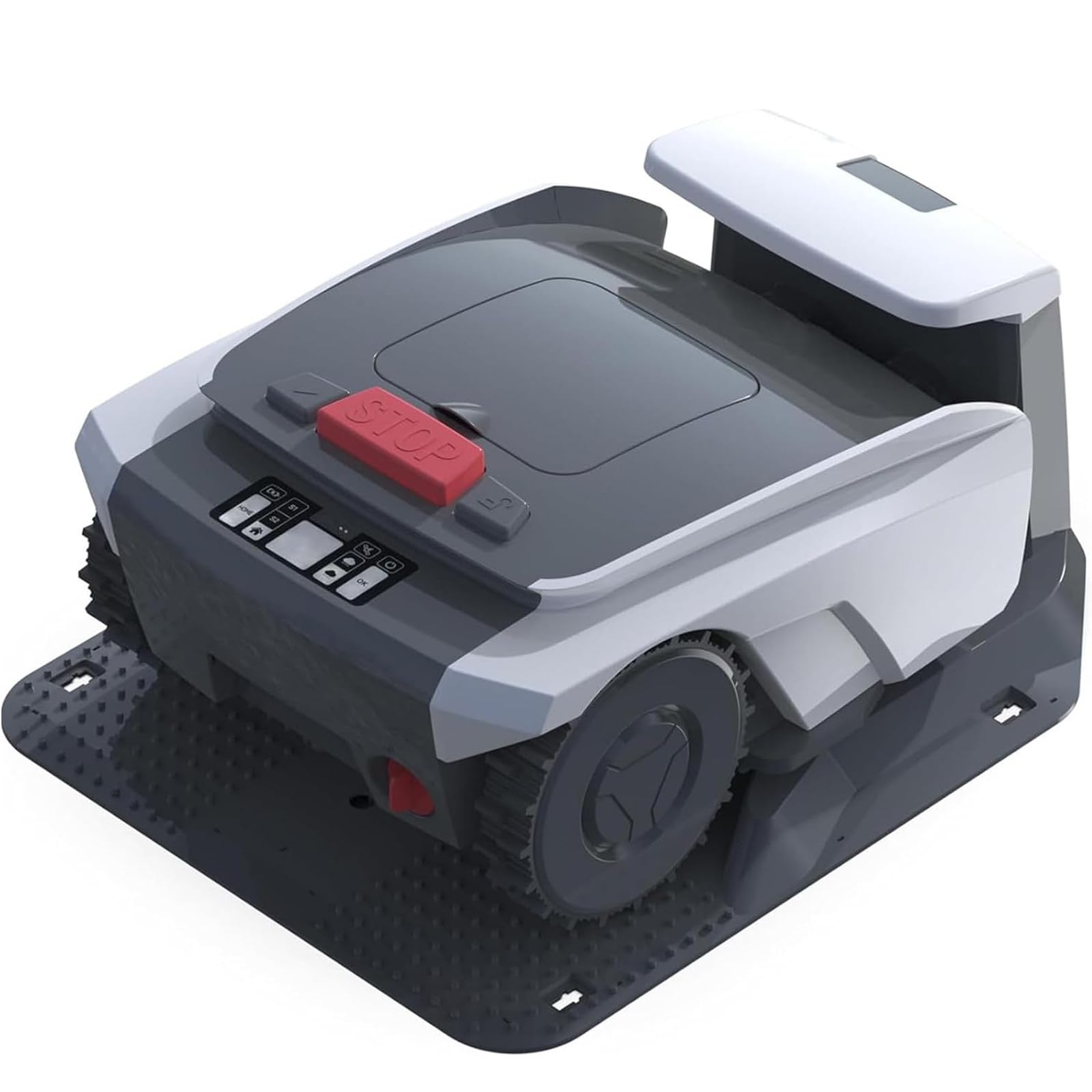 Cortacésped Robótico Automático,Robot Cortacésped De Jardín Inteligente con Control Remoto para Césped De hasta 1500 M²,Ancho De Corte De 19 Cm,Altura Corte 2,5-5,5 Cm,Off-White