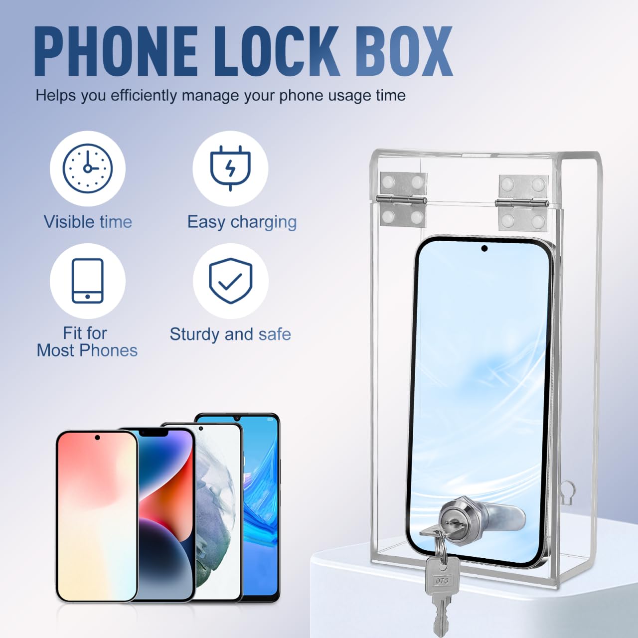 STOBOK Aufbewahrungsbox für Mobiltelefone, transparent, für Büro, Telefon, Aufbewahrung, Kinder, Handys, Smartphone, Elektroschloss, Handykäfig, Smartphones, Schloss, Hülle, Telefontresor