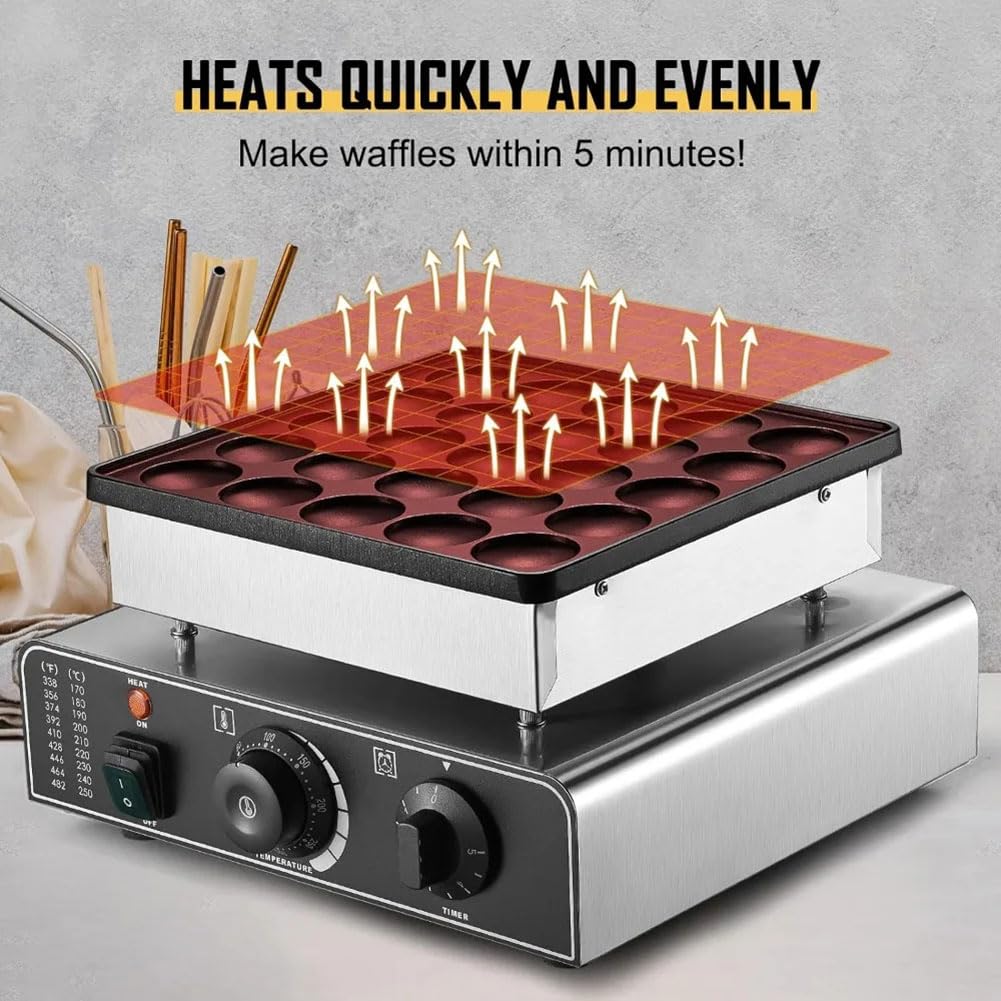 Mini Macchina per Pancake Olandesi, Macchina elettrica Antiaderente per Waffle, Macchina elettrica Commerciale per Waffle da 850 W,