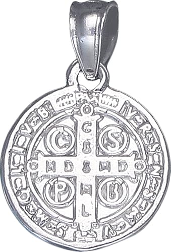 Miniatura 2 de Plata de ley Medalla de San Benito Encanto Pequeño colgante collar con cadena