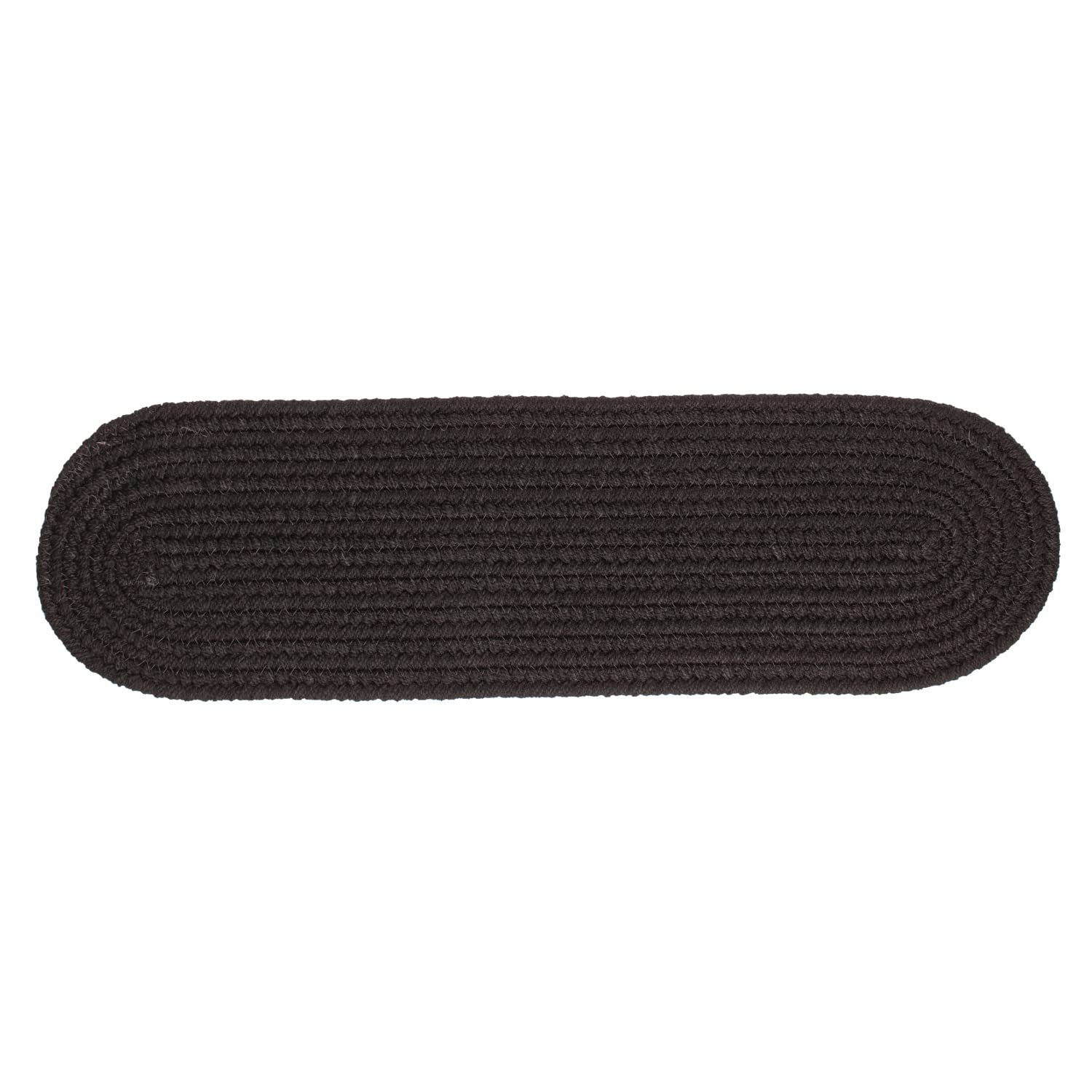 (6-Pcs) Solid Reverisble Braided Stair Treads Stain Resistant for Stairways and Steps, Black