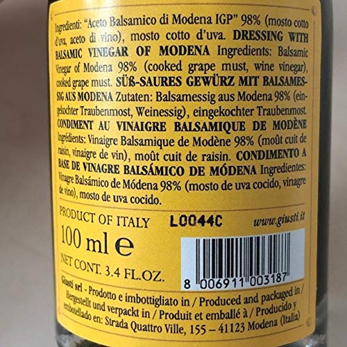 Tris Giusti Vinagre Balsámico de Modena - Classico, Riccardo Giusti, Quarto Centenario 100 ml x 3