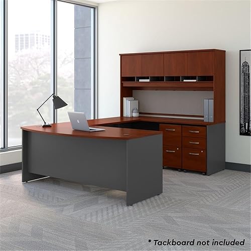 Miniatura 2 de Bush Business Furniture Escritorio en forma de U con lazo frontal de 72 W con gabinete y almacenamiento en Hansen Cherry