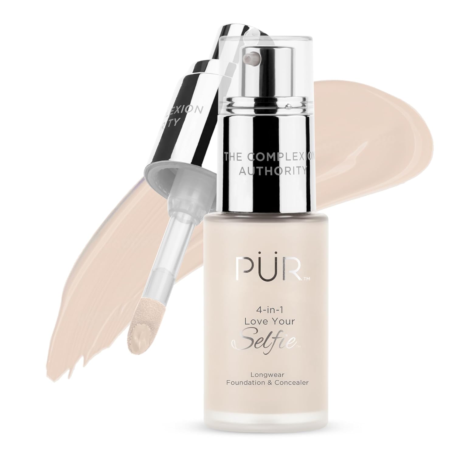 PUR Beauty 4-in-1 Love Your Selfie Foundation & Concealer - Longwear Full Coverage Liquid Makeup Foundation with Hydrating Blend for Refined-Looking, Natural Beauty Glow, Skin Texture & Tone LN2/Fair Ivory