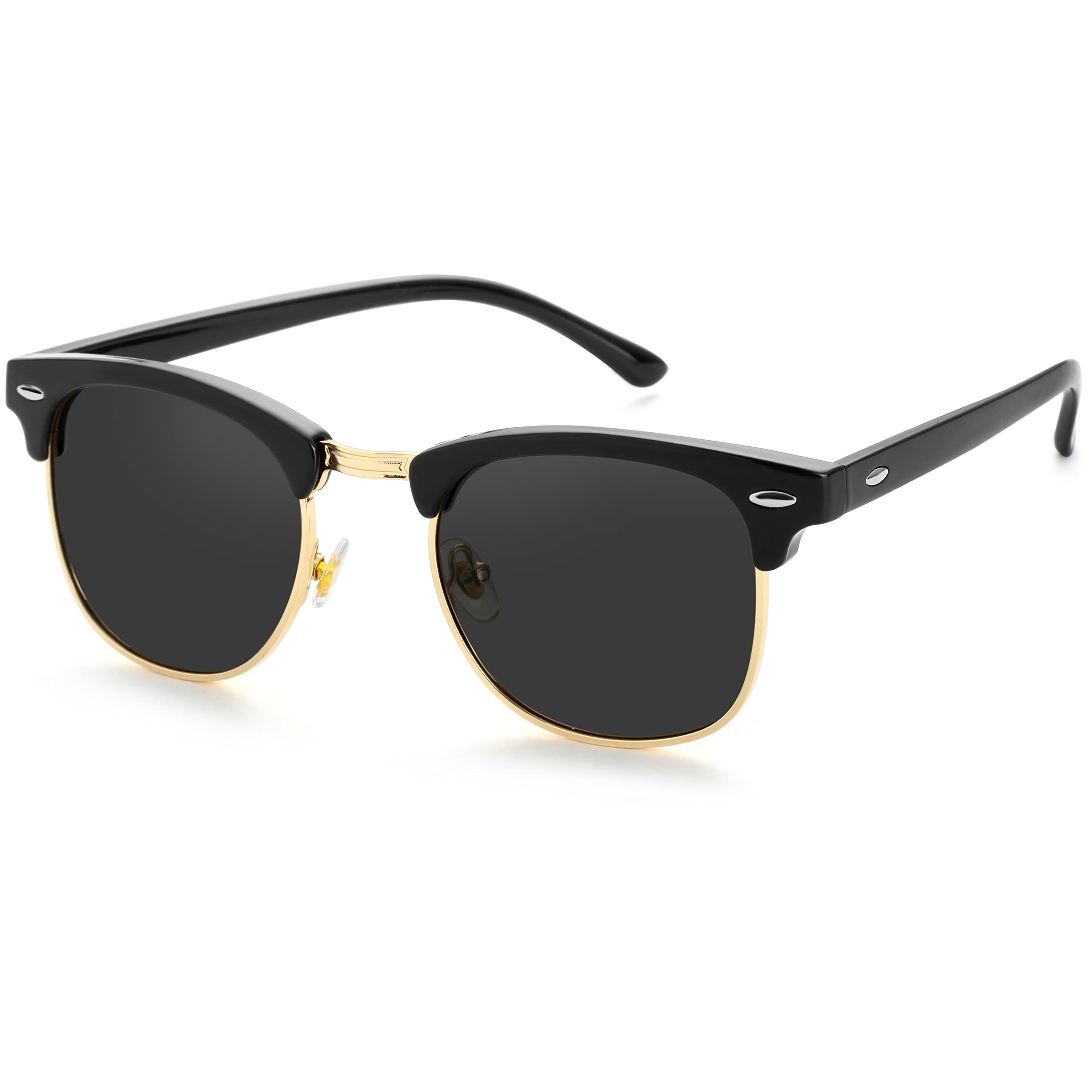 Gafas de sol polarizadas clásicas sin montura para hombres y mujeres, gafas de sol deportivas, 01 Oro negro brillante