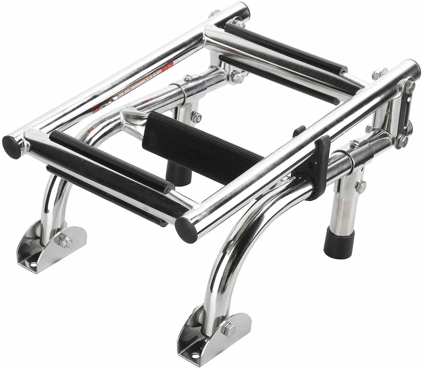 Stainless Steel Boat Ladder 4 Step Folding Pontoon Dock Ladder with Mount Fittings, Heavy Duty Flip-Up Marine Swim Ladder