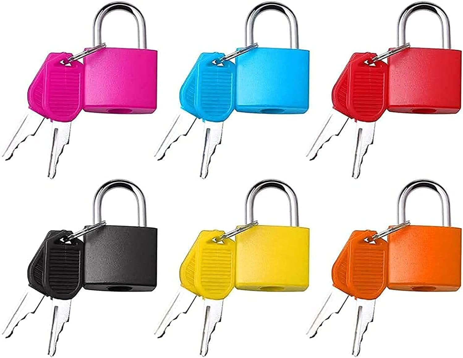 Premify 6pcs Multicolor Suitcase Small Luggage Locks with Keys, Metal Padlocks for Outdoor Travel Suitcase Baggage Backpacks School Gym Lockers Computer Bags Filing Cabinets Toolbox