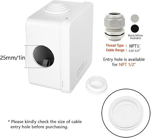 Miniatura 149 de LeMotech Caja de conexiones, plástico ABS IP55 resistente al agua y al polvo, caja eléctrica universal, caja de proyectos para exteriores e